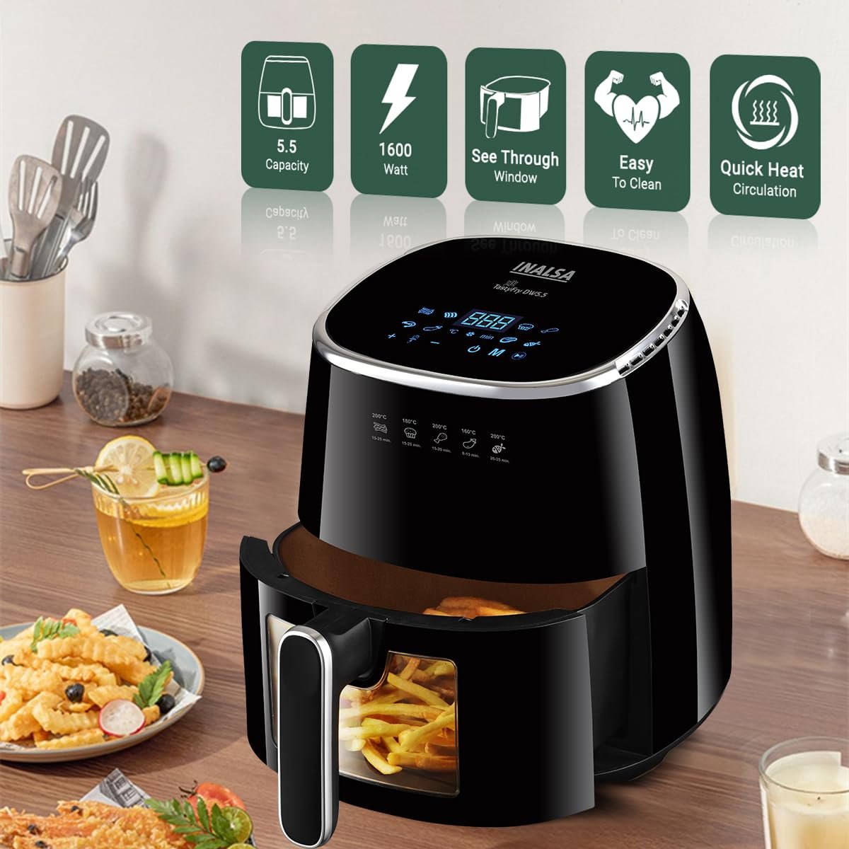 INALSA Tasty Fry DW5.5 Air Fryer 5.5L detail view