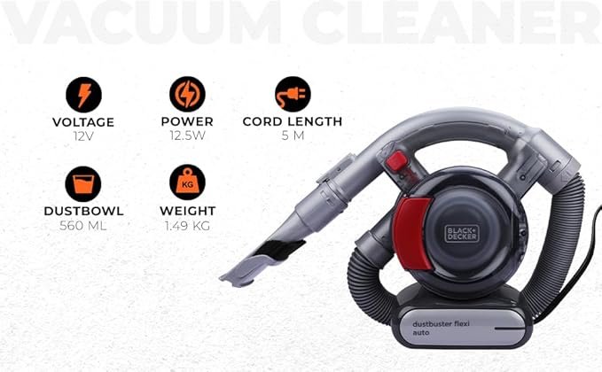 BLACK+DECKER PD1200AV-B1 12V Corded Dustbuster Flexi Auto detail view