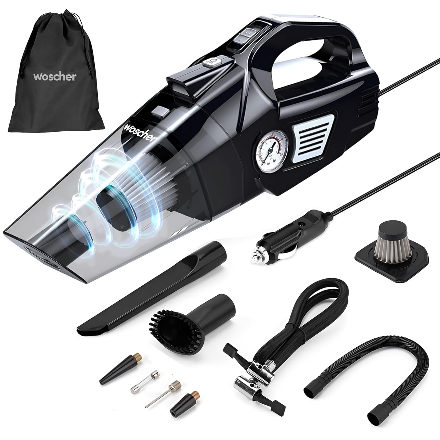 WOSCHER AirVac 2-in-1 Vacuum and Tyre Inflator car vacuum cleaner