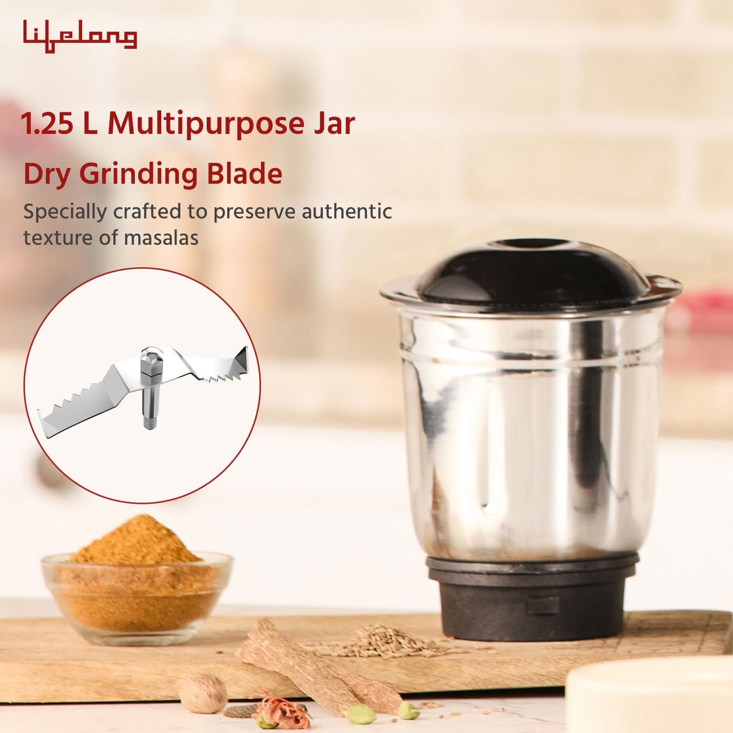 Lifelong LLMG23 Power Pro 500W Mixer Grinder, 3 Jars detail view